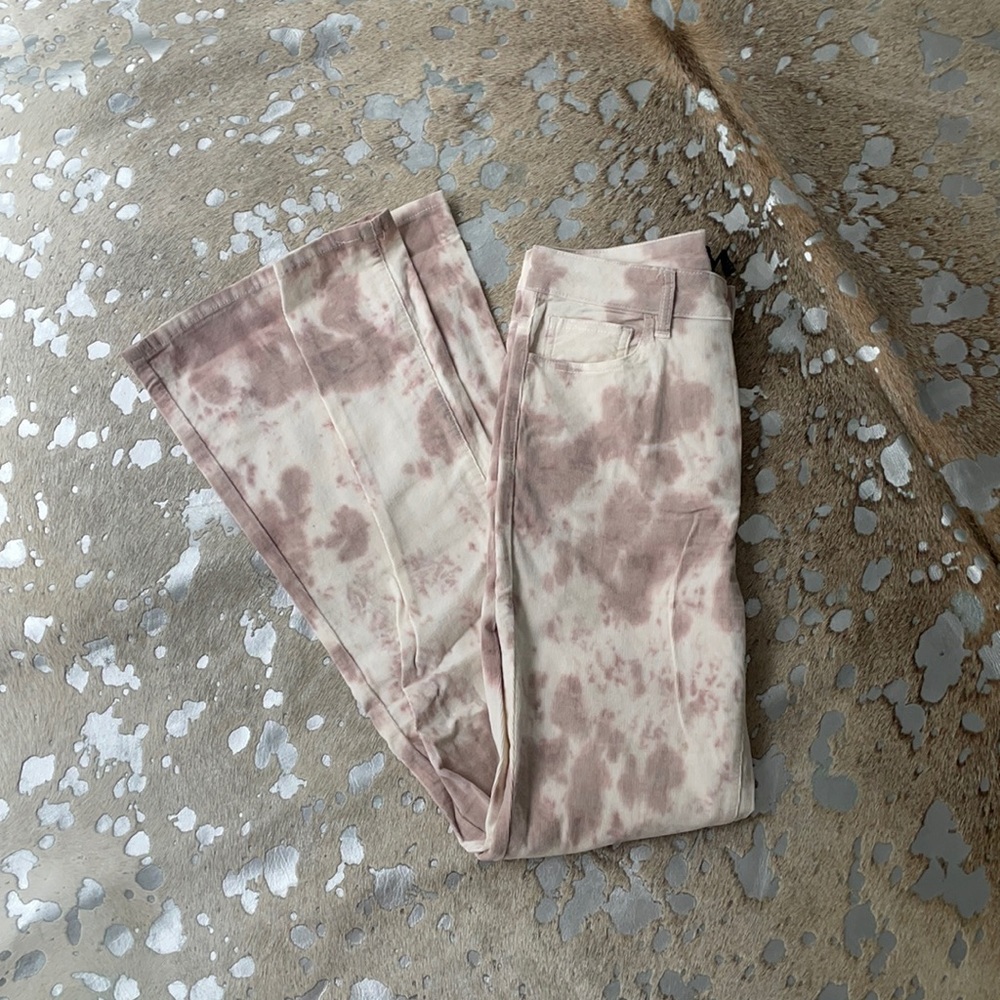 Wide leg tie dye velvet jeans